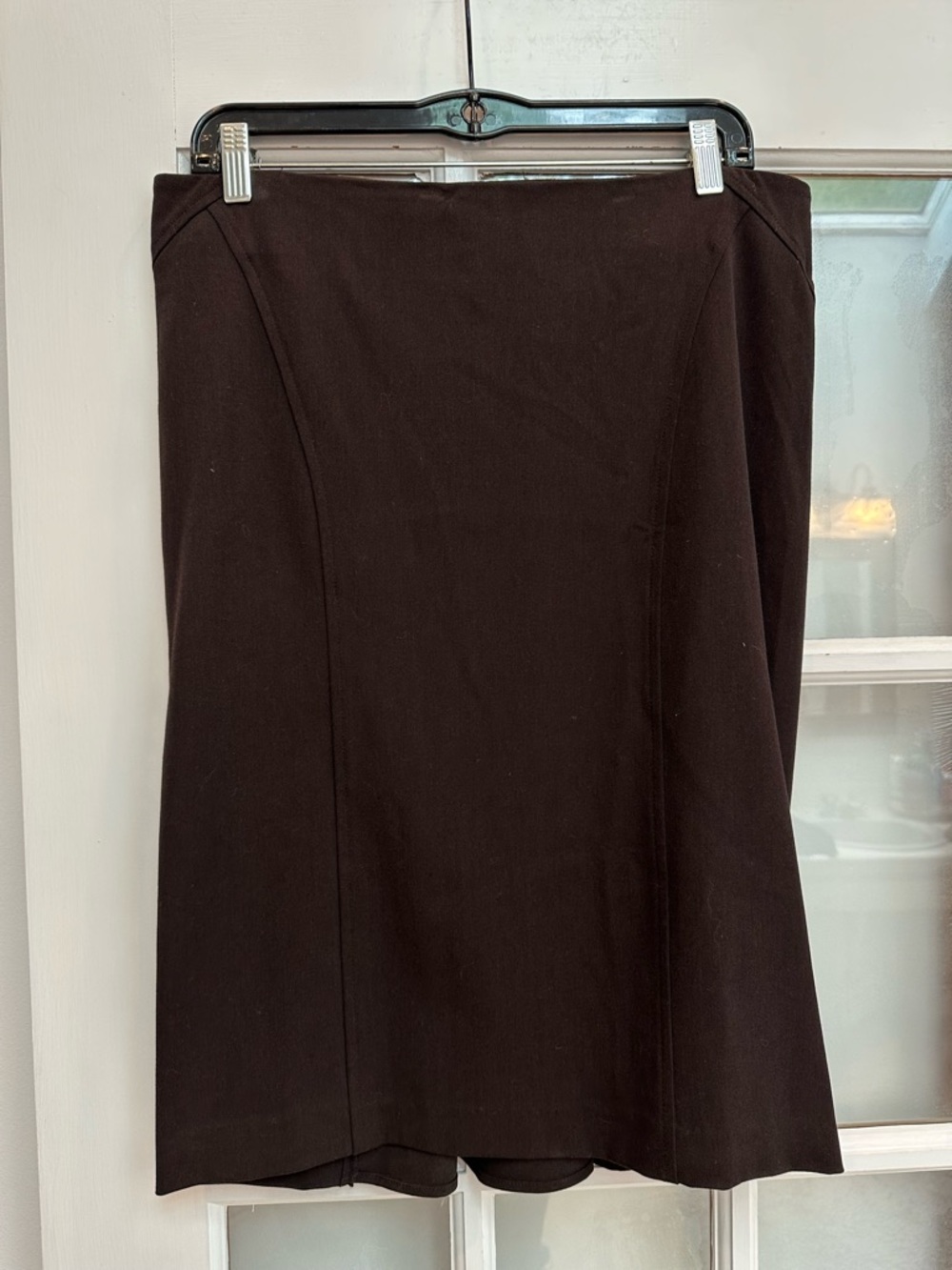 Bebe Y2K Chic Tailored Dark Chocolate Brown Ruffle Hem Pencil Skirt Size 8